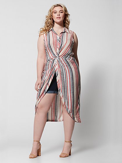 Plus Size Kathleen Knot-Front Hi-Lo Blouse - Fashion To Figure