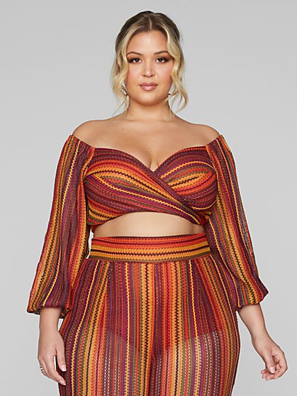 Plus Size Keena Off The Shoulder Striped Top - Fashion To Figure