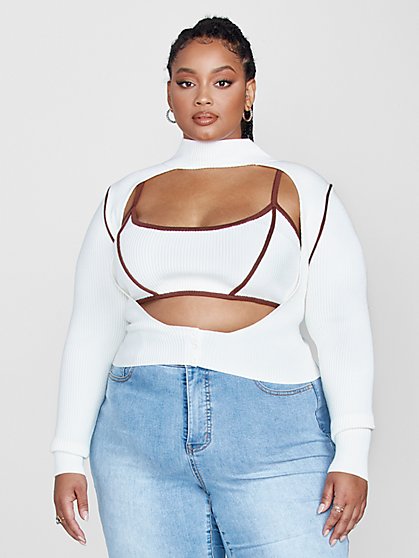 Plus Size Keisha Cutout Sweater and Tank Set - Fashion To Figure