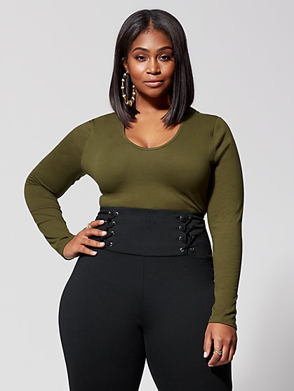 Plus Size Keke Long Sleeve Bodysuit - Fashion To Figure
