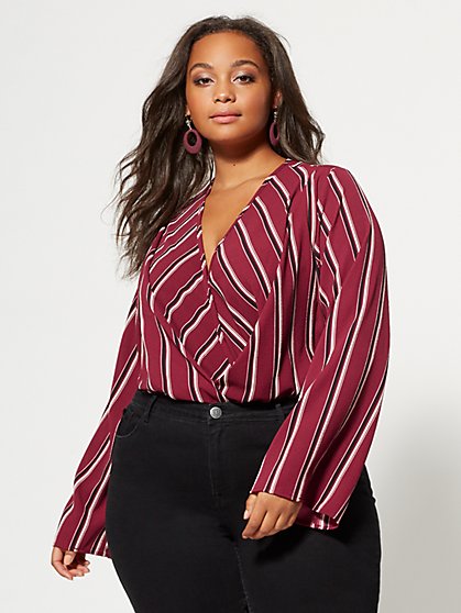 Plus Size Kenzie Wrap-Front Bodysuit - Fashion To Figure