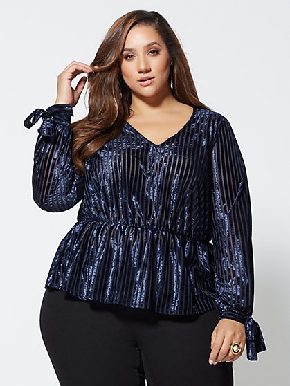 Plus Size Keri Velvet Peplum Top - Fashion To Figure