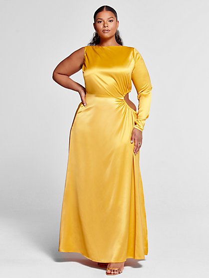 Plus Size Kiara One Sleeve Cutout Maxi Dress - Fashion To Figure