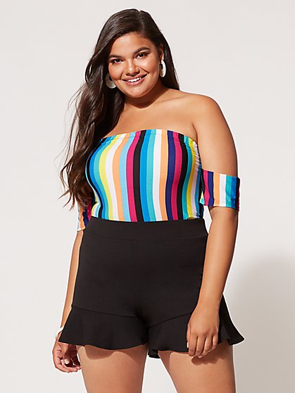 Plus Size Kiara Striped Crop Top - Fashion To Figure
