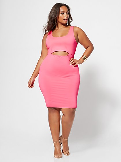 Plus Size Kiki Cut-Out Accented Bodycon Dress - Fashion To Figure