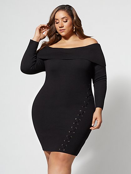 Plus Size Kira Off-Shoulder Sweater Dress - Fashion To Figure