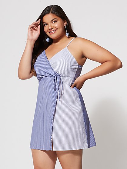 Plus Size Kristin Striped Wrap Dress - Fashion To Figure