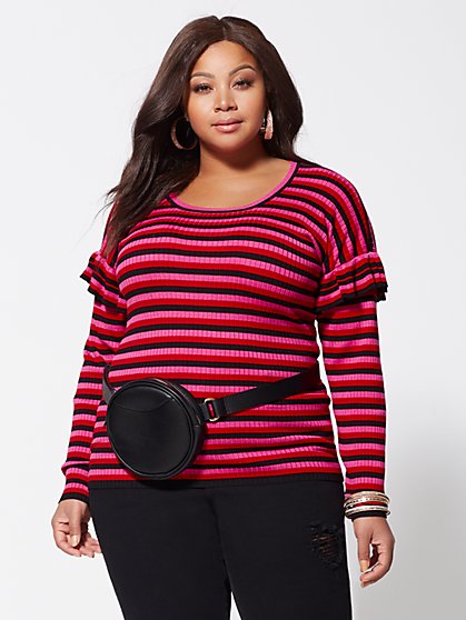 Plus Size Kylie Ruffle-Sleeve Sweater - Fashion To Figure