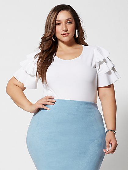 Plus Size Kyrie Ruffle-Sleeve Top - Fashion To Figure