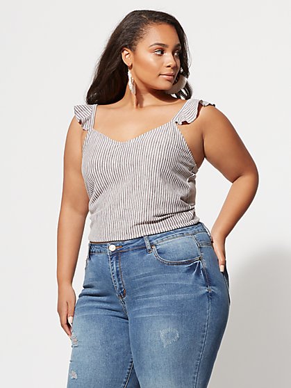 Plus Size Lea Flutter-Sleeve Crop Top - Fashion To Figure