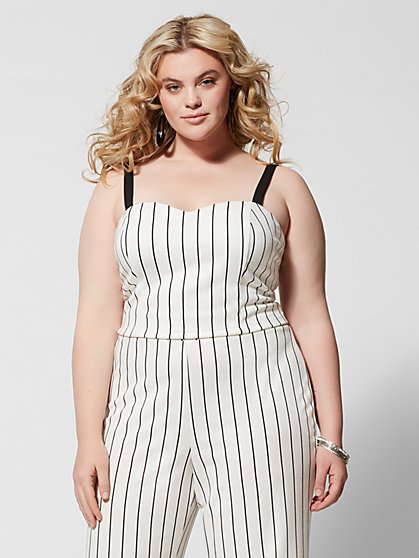 Plus Size Lea Striped Crop Tank Top - Fashion To Figure