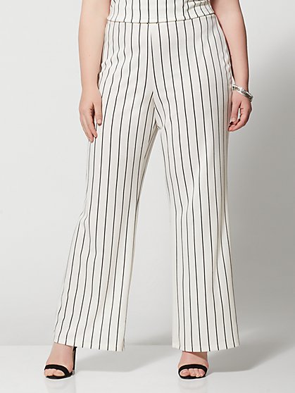 Plus Size Lea Striped Flare Pants - Fashion To Figure