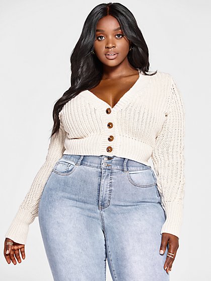 Plus Size Leah Cable-Knit Cardigan - Fashion To Figure