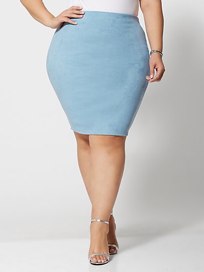 Plus Size Leona Faux-Suede Pencil Skirt - Fashion To Figure