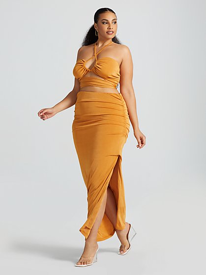 Plus Size Lesedi Ruched Shimmer Skirt - Gabrielle Union x FTF - Fashion To Figure