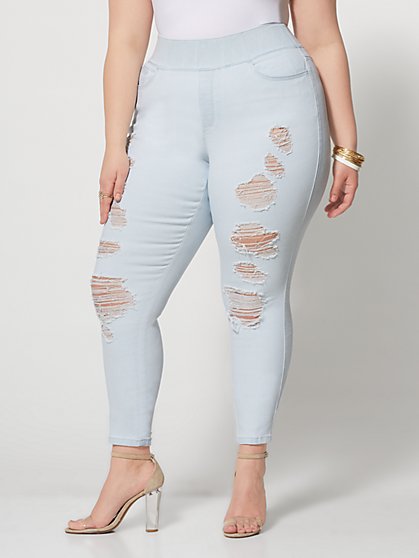Plus Size Light Wash High-Rise Jeggings - Fashion To Figure