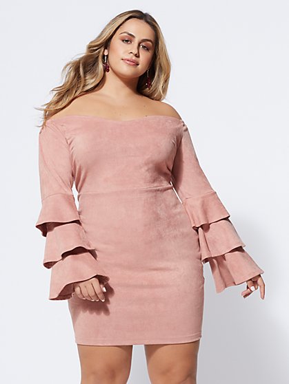 Plus Size Lila Faux-Suede Bodycon Dress - Fashion To Figure