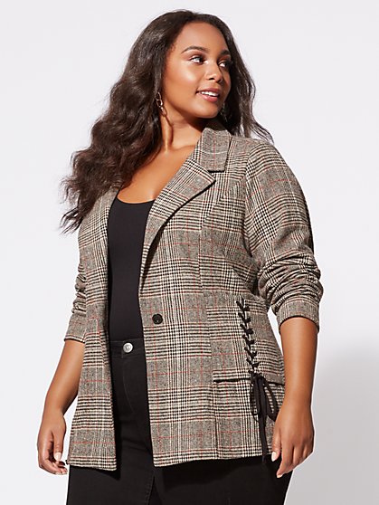 Plus Size Lizzie Plaid Blazer - Fashion To Figure