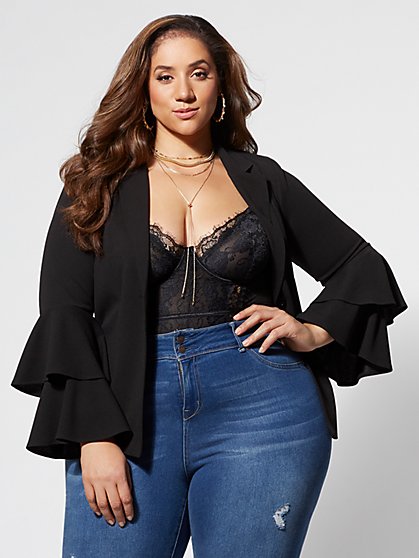 Plus Size Lola Bell-Sleeve Blazer - Fashion To Figure