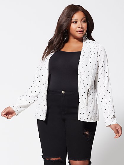 Plus Size Lolita Heart-Print Blazer - Fashion To Figure