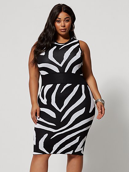 Plus Size London Zebra Print Sweater Dress - Fashion To Figure