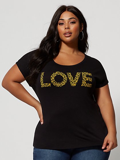 Plus Size Love Animal Print Lazer Cut Tee - Fashion To Figure