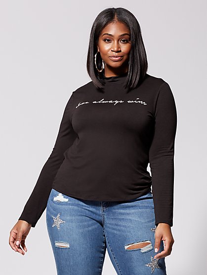 Plus Size Love Wins Mock-Neck Graphic Tee - Fashion To Figure