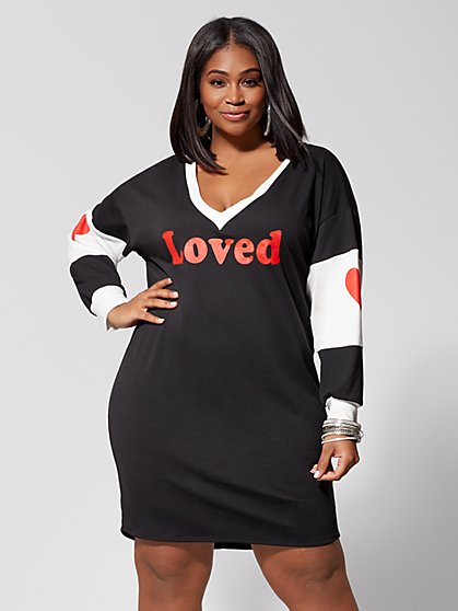 Plus Size Loved Sweatshirt Dress - Fashion To Figure