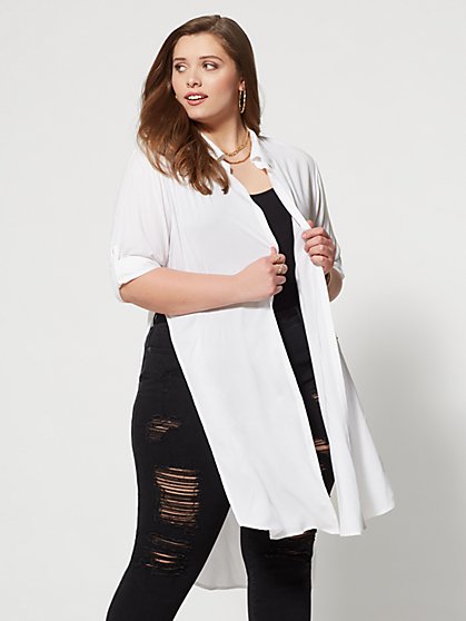 Plus Size Mackenzie Button-Up Duster - Fashion To Figure