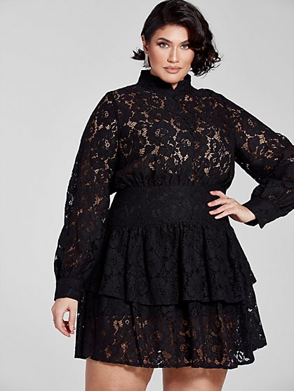 Plus Size Madelyn Lace Ruffle Dress - Fashion To Figure