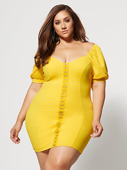 Plus Size Malva Hook Detail Bodycon Dress - Fashion To Figure