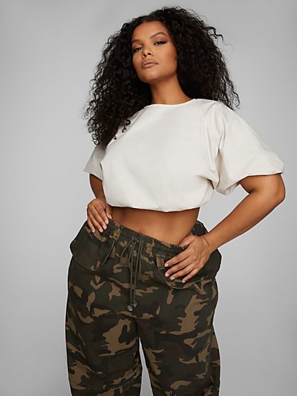 Plus Size Marcelle Balloon Crop Top - Leslie Sidora x FTF - Fashion To Figure