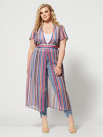 Plus Size Mariabella Stripe Duster - Fashion To Figure