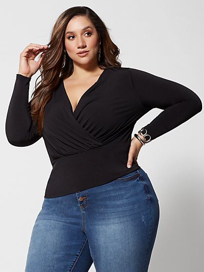 Plus Size Mariah Faux-Wrap Top - Fashion To Figure