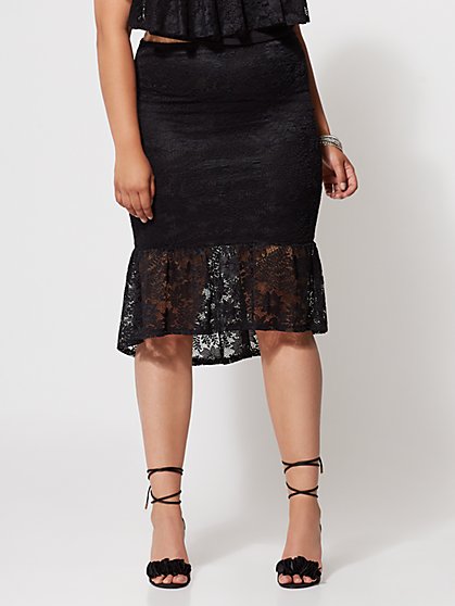 Plus Size Marie Lace Midi Skirt - Fashion To Figure