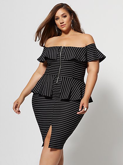 Plus Size Marisella Zip Peplum Bodycon Dress - Fashion To Figure
