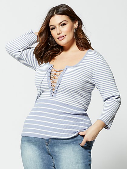 Plus Size Masie Lace-Up Sweater - Fashion To Figure