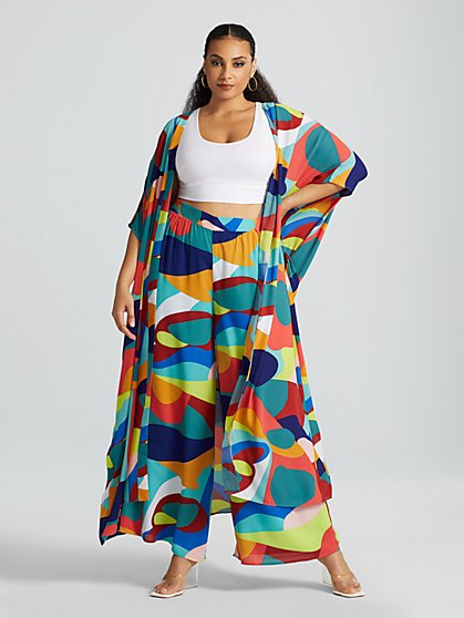 Plus Size Maylea Abstract Print Kimono - Gabrielle Union x FTF - Fashion To Figure