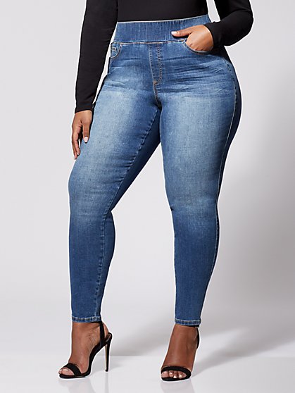 Plus Size Medium Wash High-Rise Jeggings - Tall Inseam - Fashion To Figure