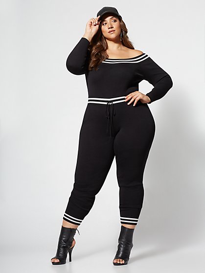 Plus Size Megyn Athletic Sweater Jumpsuit - Fashion To Figure