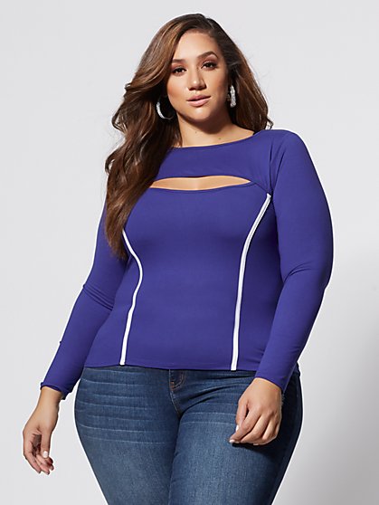 Plus Size Mel Keyhole Cut-Out Top - Fashion To Figure