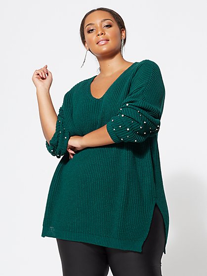 Plus Size Micah Pearl Tunic Sweater - Fashion To Figure