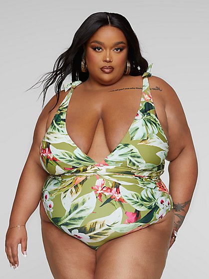 Plus Size Michelle Tropical Print One-Piece Swimsuit - Fashion To Figure