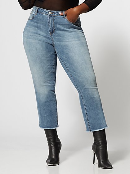 Plus Size Mid-Rise Light Wash Kick Flare Jeans - Fashion To Figure