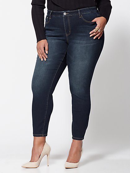Plus Size Mid-Rise Skinny Jeans - Dark Wash - Fashion To Figure