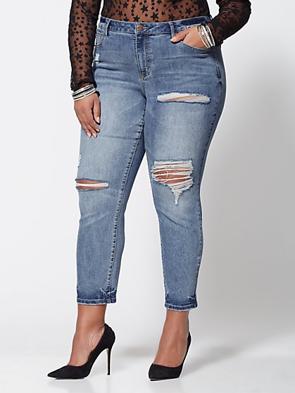 Plus Size Mid-Rise Straight Leg Jeans - Fashion To Figure