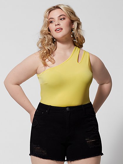 Plus Size Mila Cut-Out One Shoulder Tank Top - Fashion To Figure