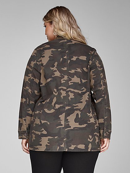 plus size camo utility jacket