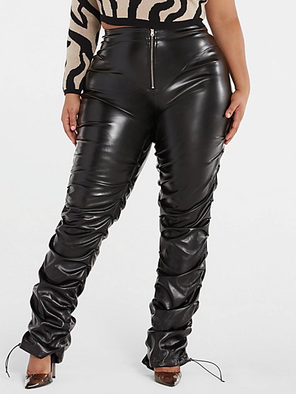 Plus Size Mimi Faux Leather Ruched 