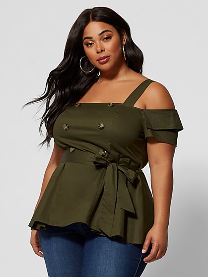 Plus Size Mischa Cold Shoulder Utility Tunic - Fashion To Figure